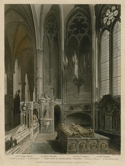 West side of St Erasmus Chapel, Westminster Abbey, London by Augustus Charles Pugin